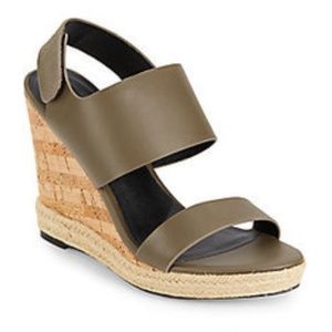Charles David Oriel Jute Trimmed Leather Cork Wedge Sandals - 8